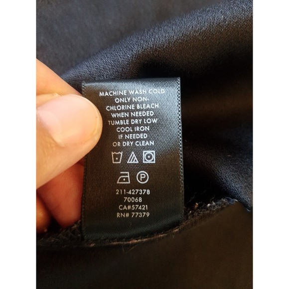 Ann Taylor Blouse Cold Shoulder Ruffle V Neckline Side Slit Black Size Medium - Picture 8 of 12